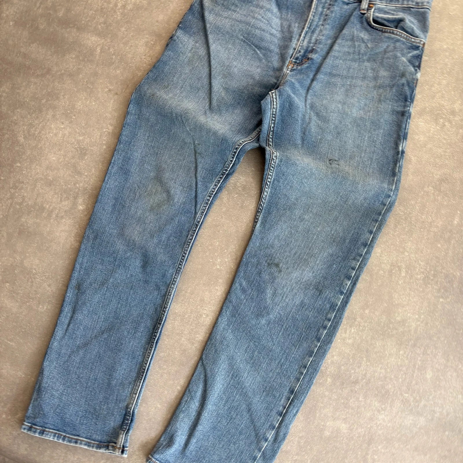 Wrangler Straight Fit Jeans Blue Denim Vintage Workwear Western Casual Straight Leg Mens W34 L32