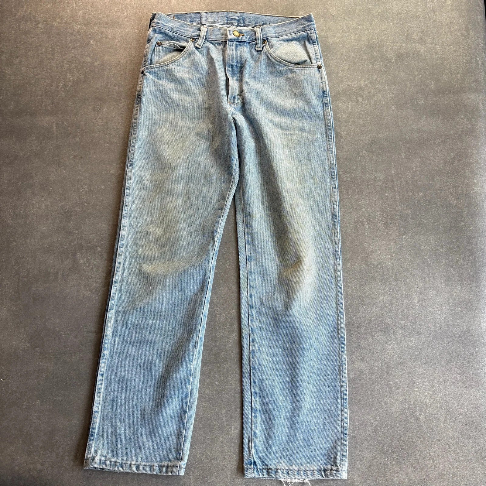 Wrangler Light Wash Jeans Faded Blue Denim Vintage Workwear Western Casual Straight Leg Mens W31 L30
