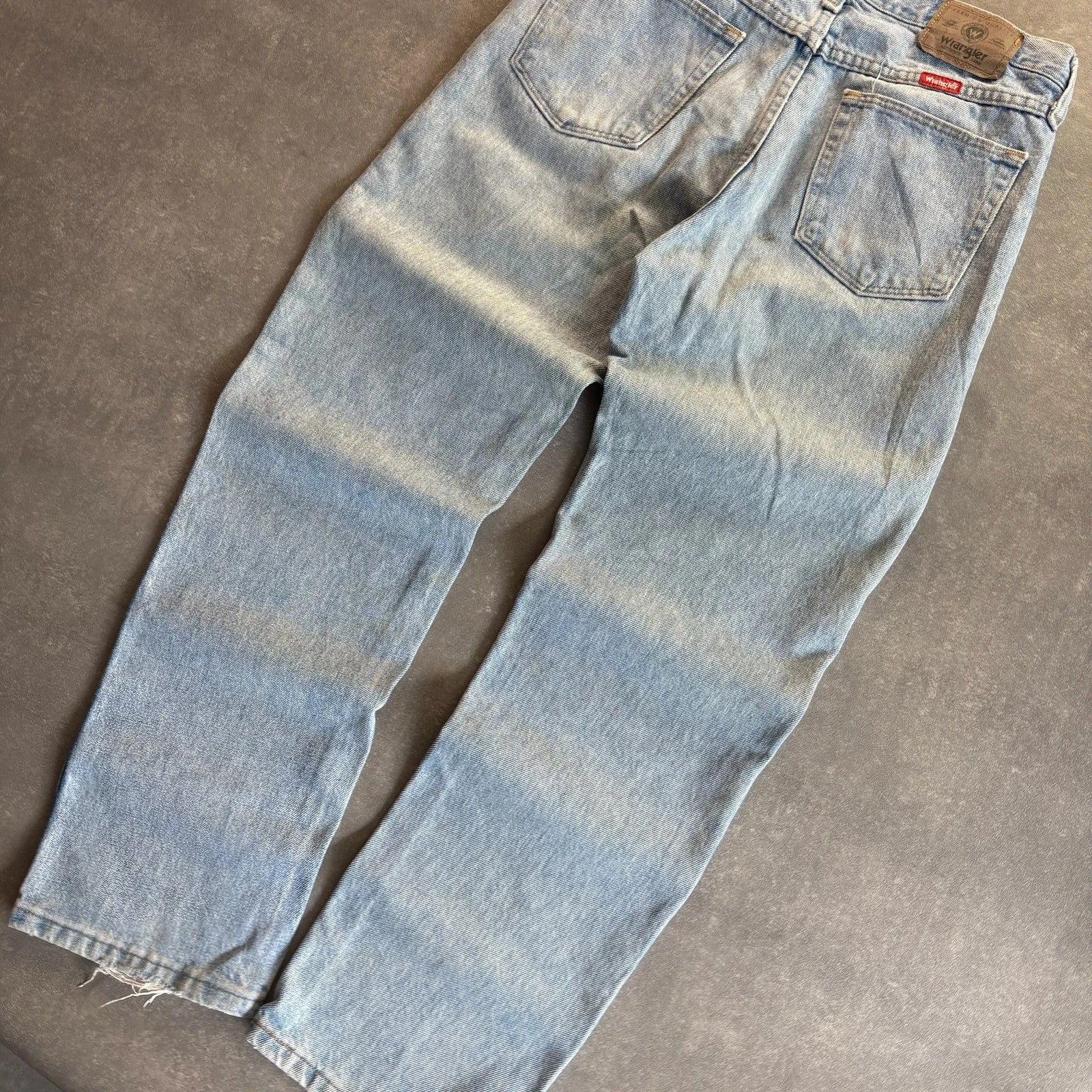 Wrangler Light Wash Jeans Faded Blue Denim Vintage Workwear Western Casual Straight Leg Mens W31 L30