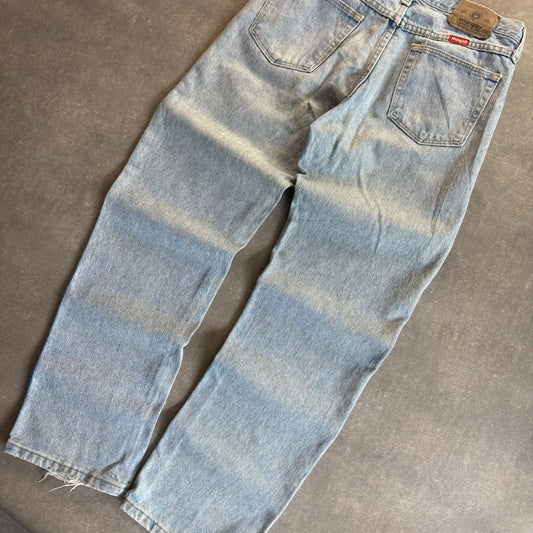 Wrangler Light Wash Jeans Faded Blue Denim Vintage Workwear Western Casual Straight Leg Mens W31 L30