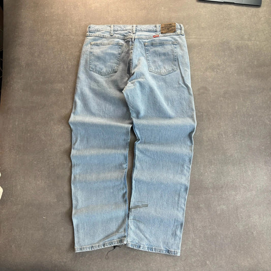 Wrangler Light Wash Jeans Faded Blue Denim Vintage Workwear Western Casual Straight Leg Mens W36 L32