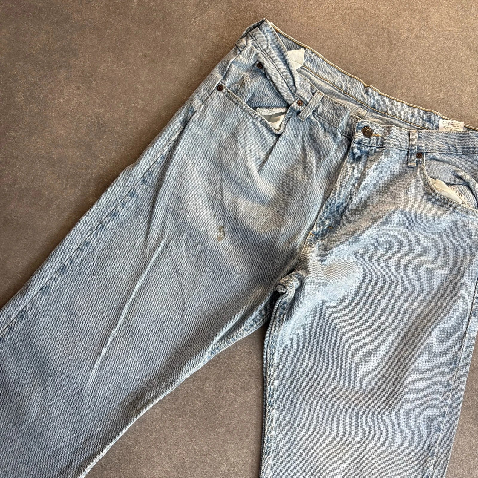 Wrangler Light Wash Jeans Faded Blue Denim Vintage Workwear Western Casual Straight Leg Mens W36 L32