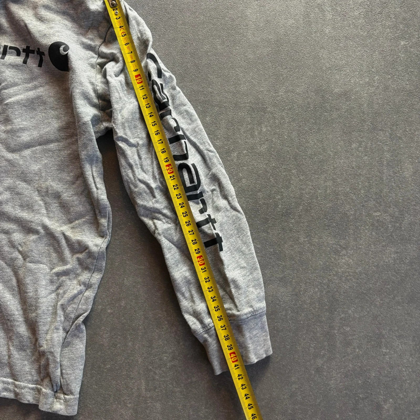 Carhartt Grey Spellout Hoodie Kids Size 6 Sleeve Graphic Logo Casual