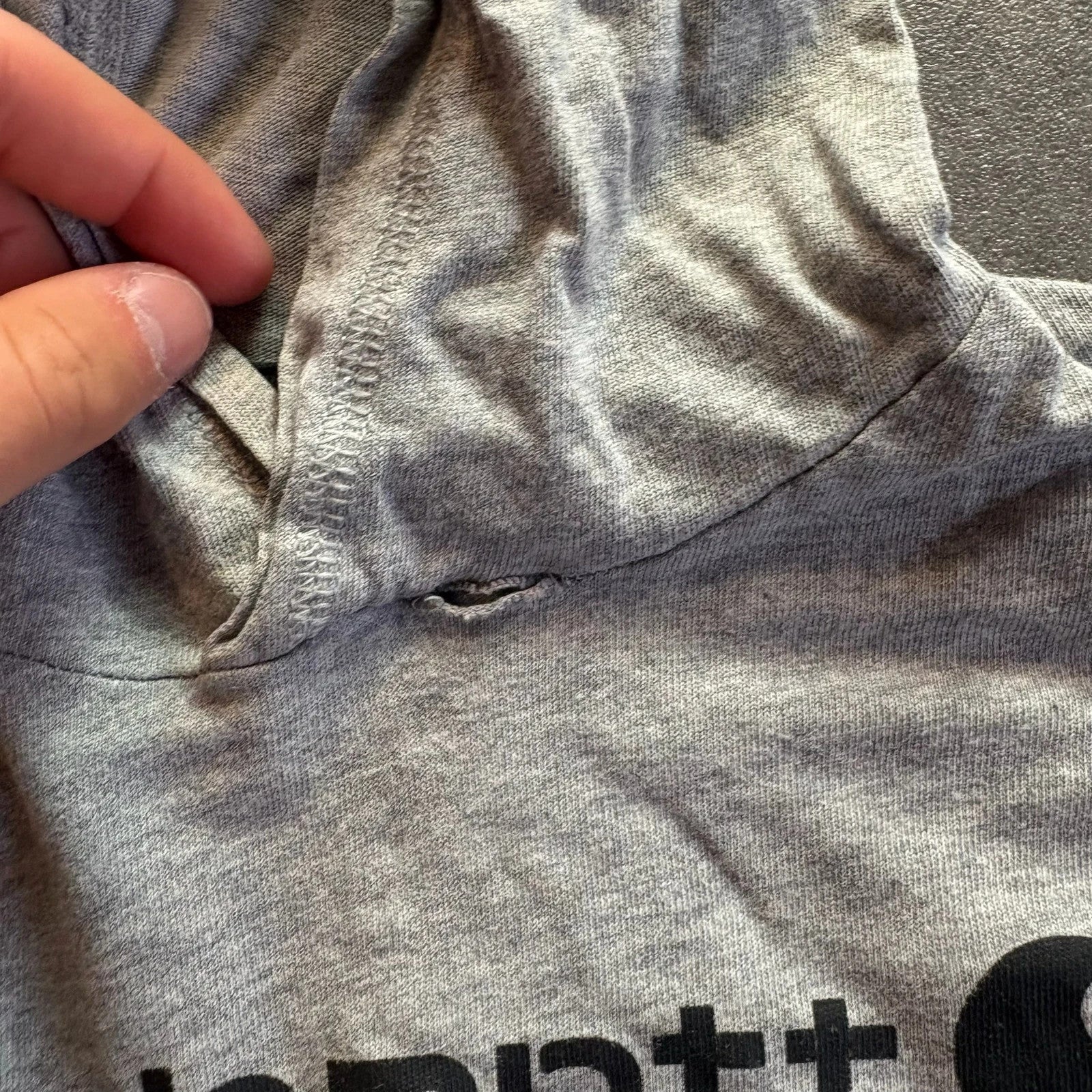 Carhartt Grey Spellout Hoodie Kids Size 6 Sleeve Graphic Logo Casual