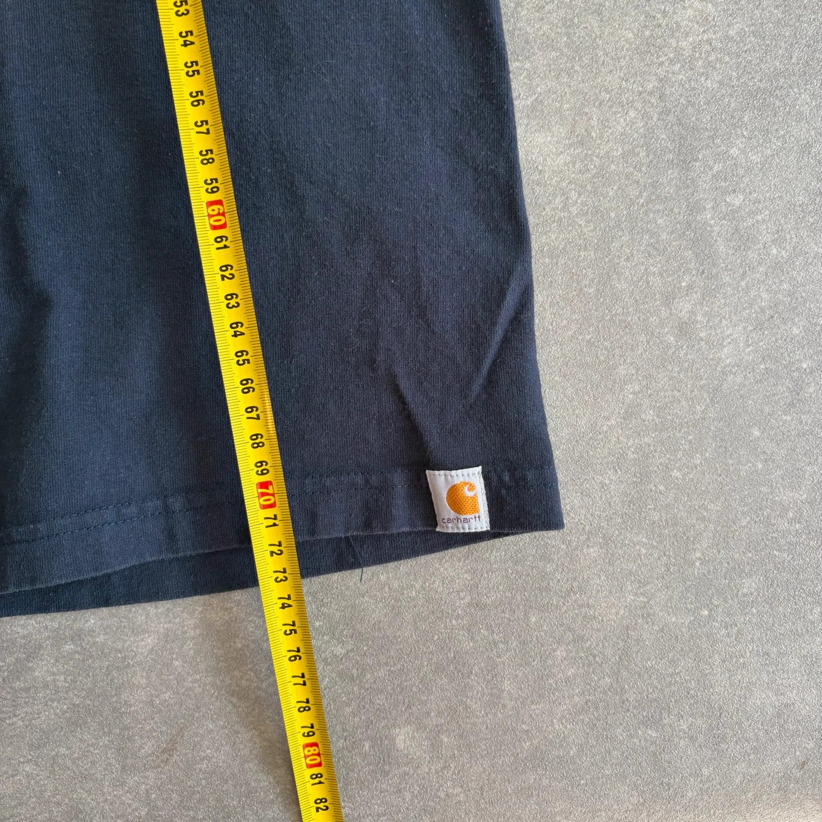 Carhartt Navy Spellout Graphic T-Shirt Mens Large Workwear Streetwear Logo