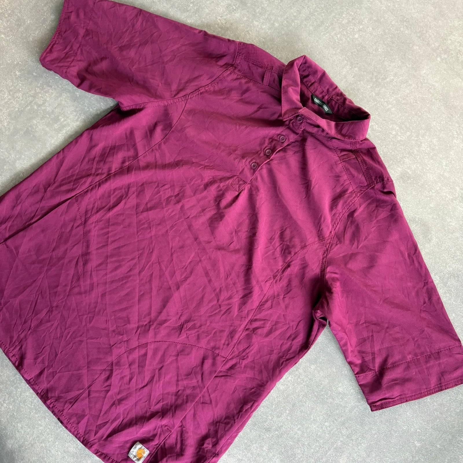 Carhartt Magenta Modern Fit Polo Shirt Mens XL Workwear Casual Logo
