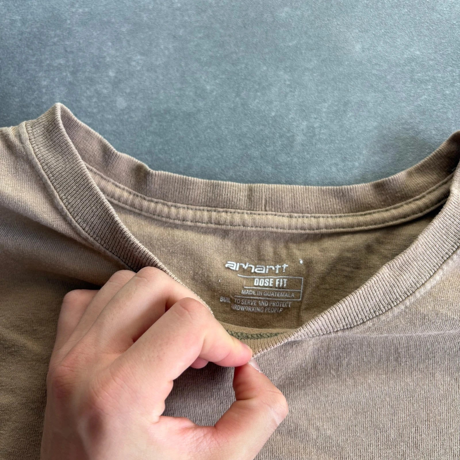Carhartt Beige Pocket T-Shirt Mens XL Loose Fit Workwear Vintage Logo