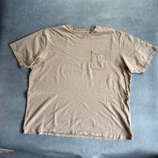 Carhartt Beige Pocket T-Shirt Mens XL Loose Fit Workwear Vintage Logo