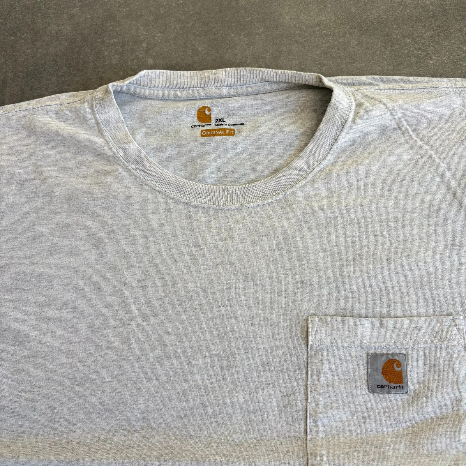 Carhartt Grey Pocket T Shirt Mens 2XL Original Fit Workwear Casual Logo