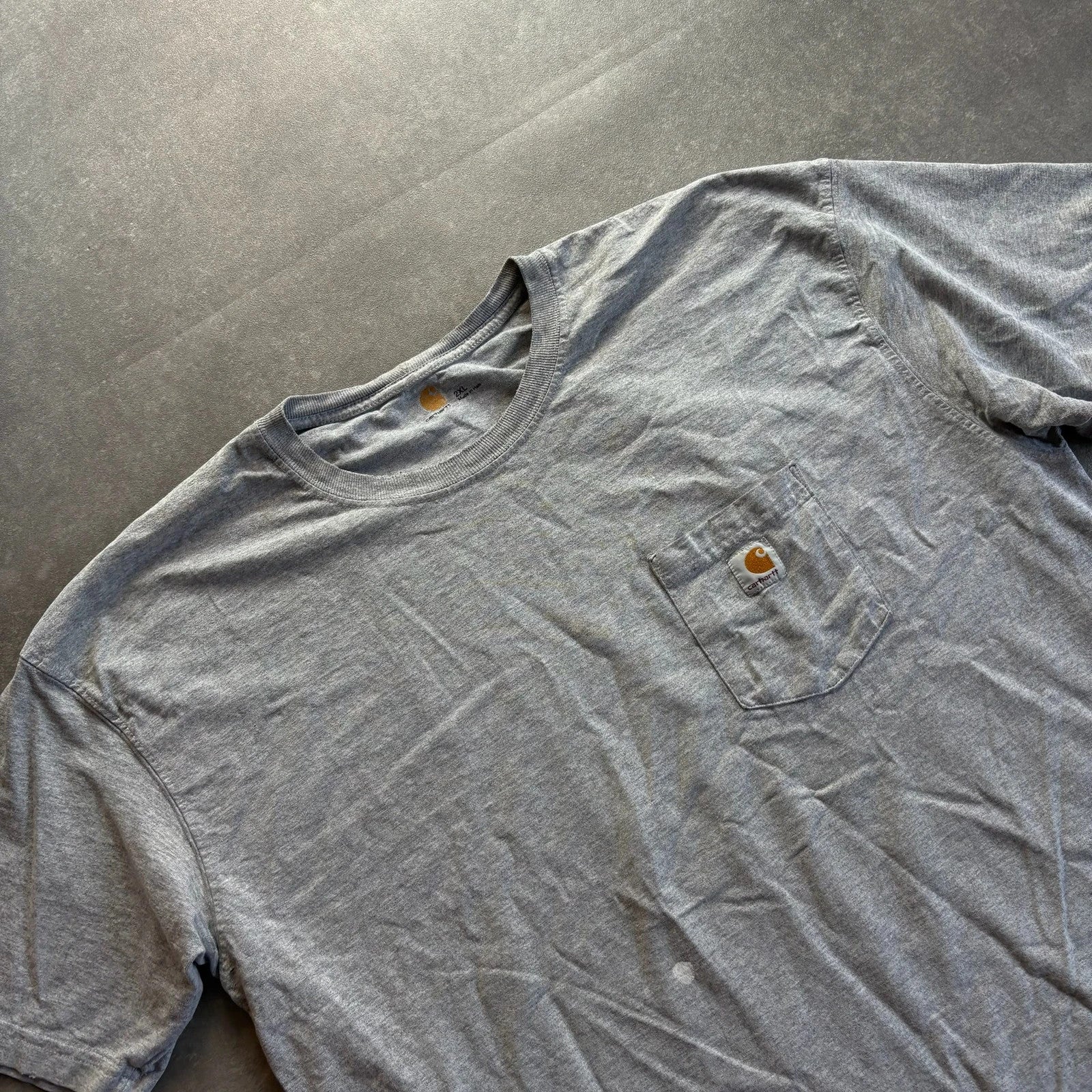 Carhartt Pocket Tee Heather Grey Short Sleeve Vintage Heavyweight Workwear Streetwear Casual