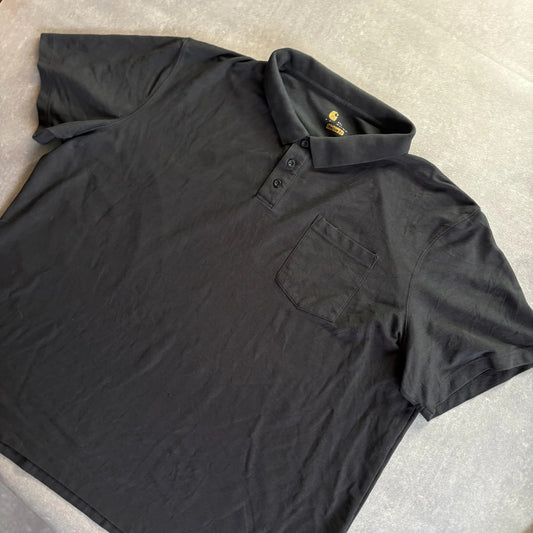 Carhartt Pocket Polo Shirt Black Original Fit Vintage Workwear Streetwear Casual Collared Cotton
