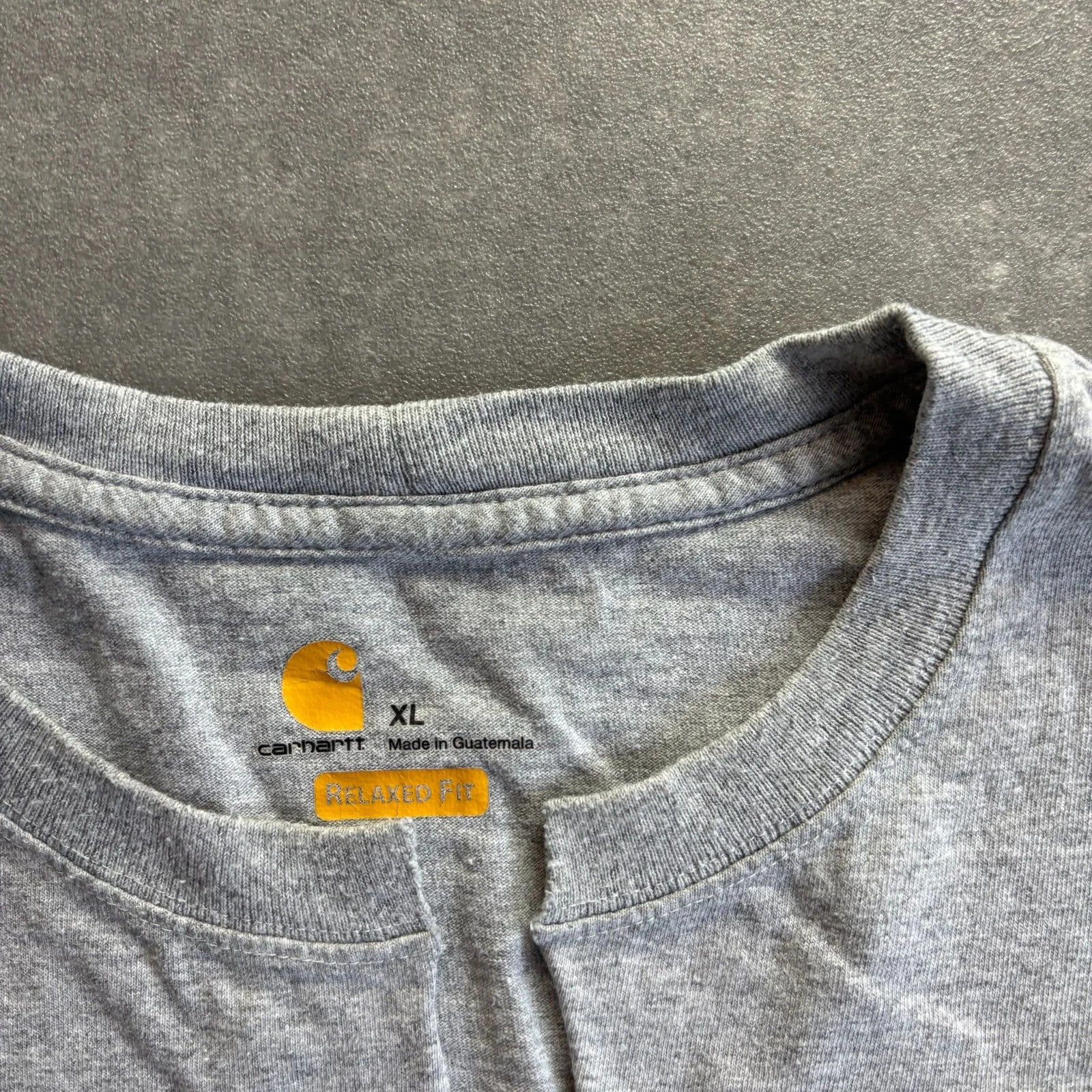 Carhartt Spellout Pocket Tee Heather Grey Chest Logo Vintage Heavyweight Workwear Crewneck