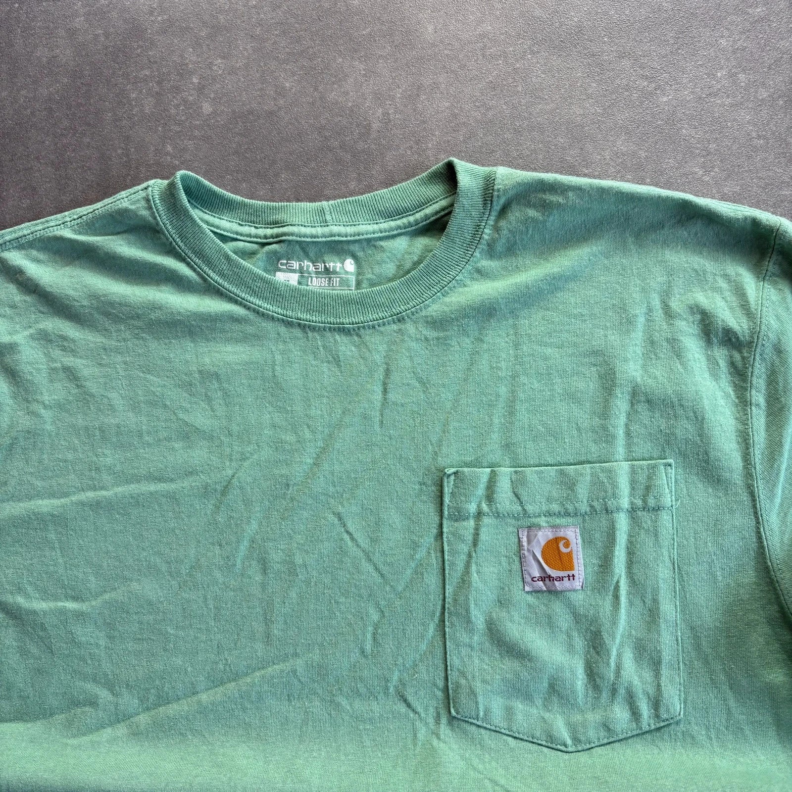 Carhartt Loose Fit Pocket Tee Mint Faded Vintage Heavyweight Workwear Streetwear Casual Crewneck