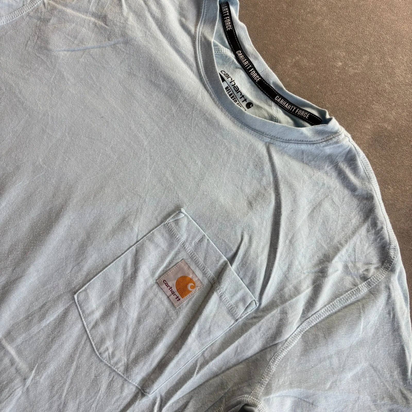 Carhartt Relaxed Fit Pocket Tee White Cream Vintage Heavyweight Workwear Streetwear Casual Crewneck