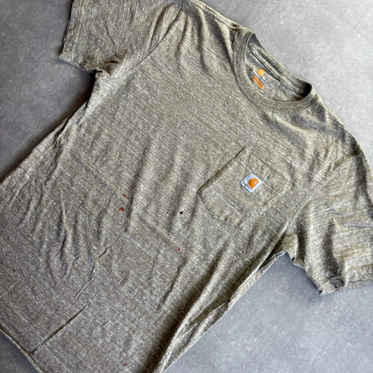 Carhartt Original Fit Pocket Tee Army Green Vintage Distressed Workwear Streetwear Casual Crewneck