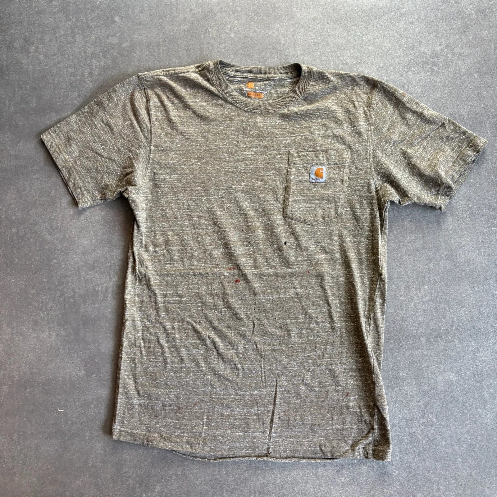 Carhartt Original Fit Pocket Tee Army Green Vintage Distressed Workwear Streetwear Casual Crewneck