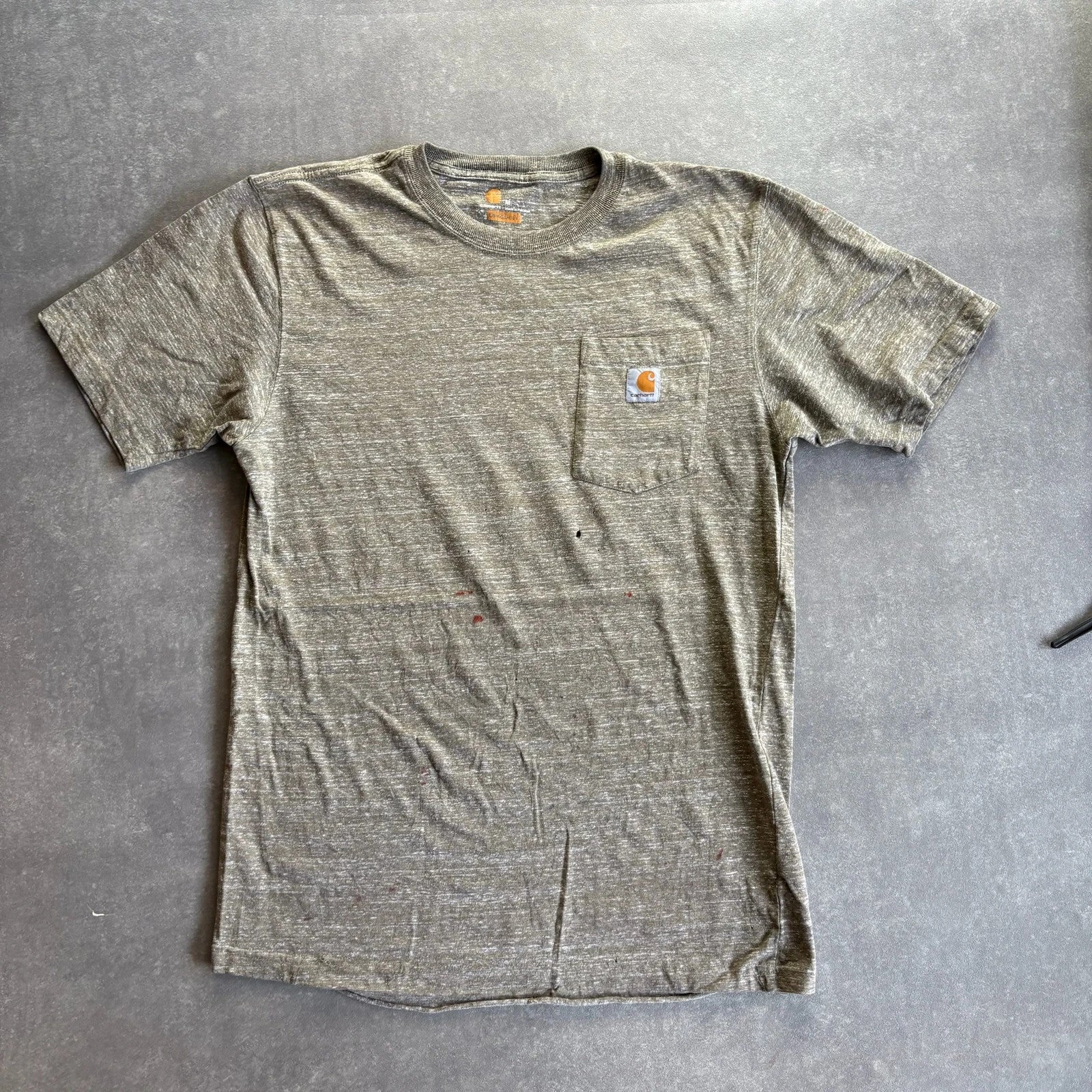 Carhartt Original Fit Pocket Tee Army Green Vintage Distressed Workwear Streetwear Casual Crewneck