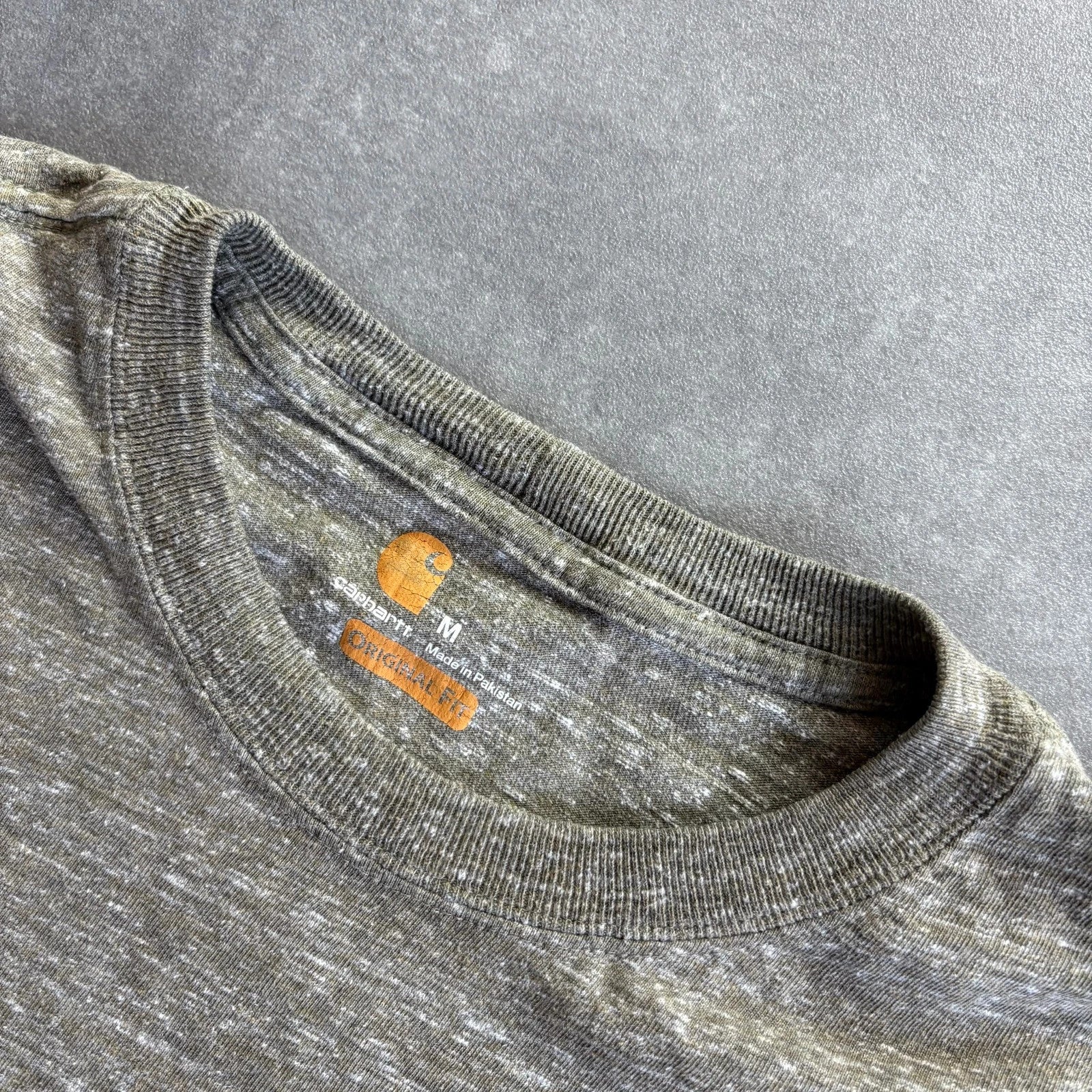 Carhartt Original Fit Pocket Tee Army Green Vintage Distressed Workwear Streetwear Casual Crewneck