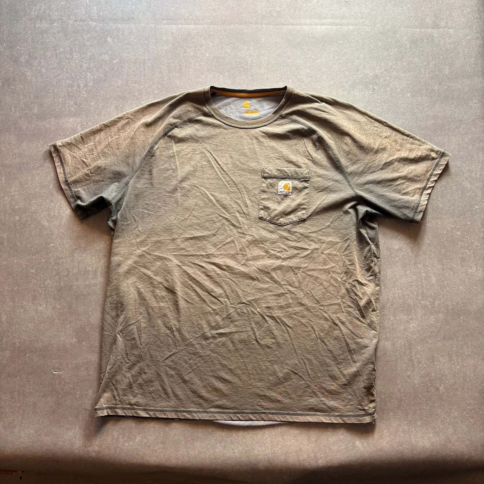 Carhartt Beige Relaxed Fit Pocket T Shirt Vintage Workwear Heavyweight Casual Logo