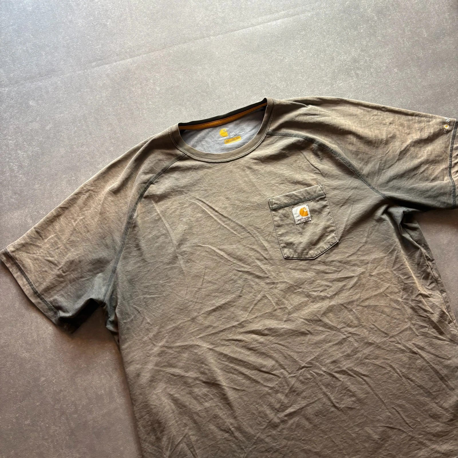 Carhartt Beige Relaxed Fit Pocket T Shirt Vintage Workwear Heavyweight Casual Logo