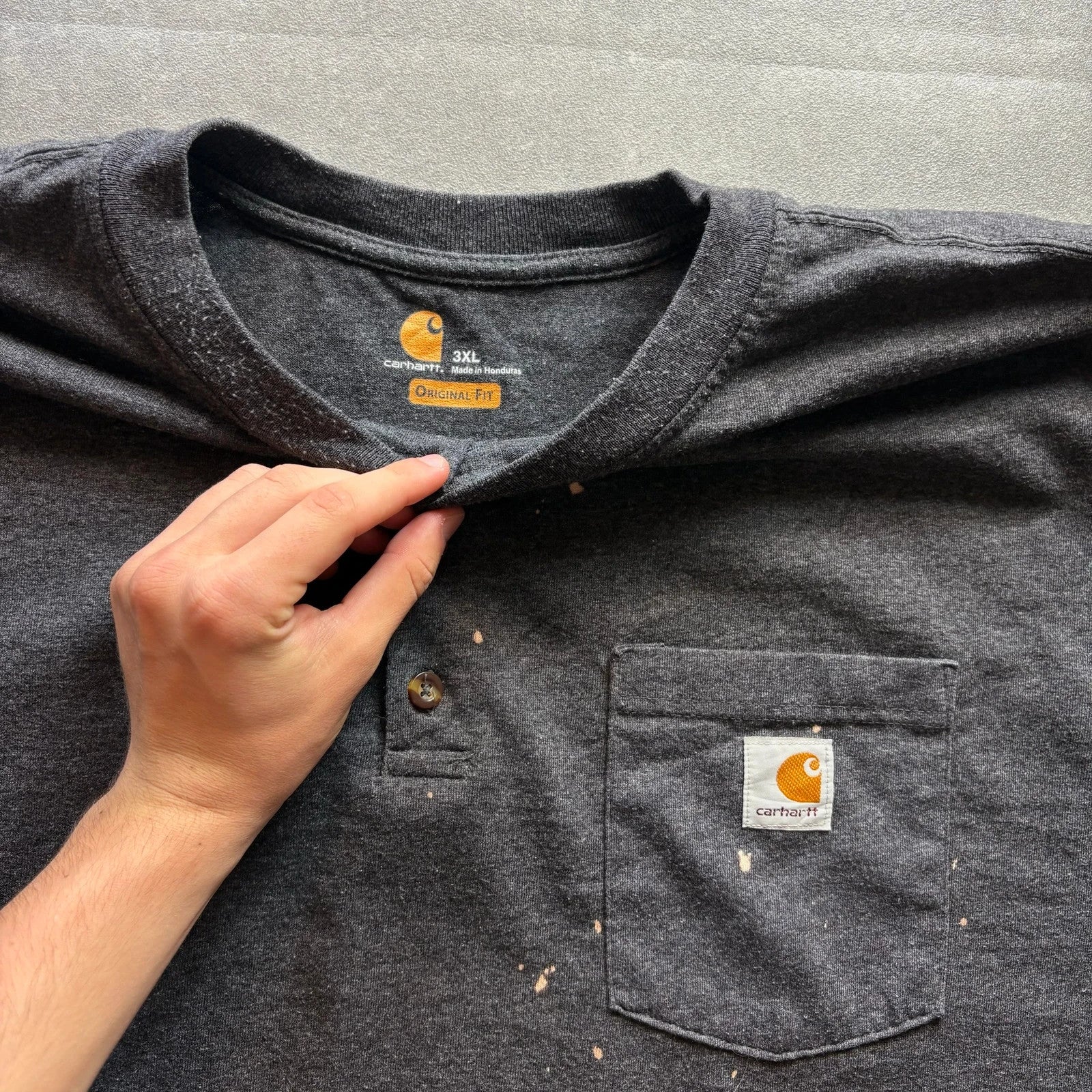 Carhartt Original Fit Henley Pocket T Shirt Heavyweight Workwear Casual Logo