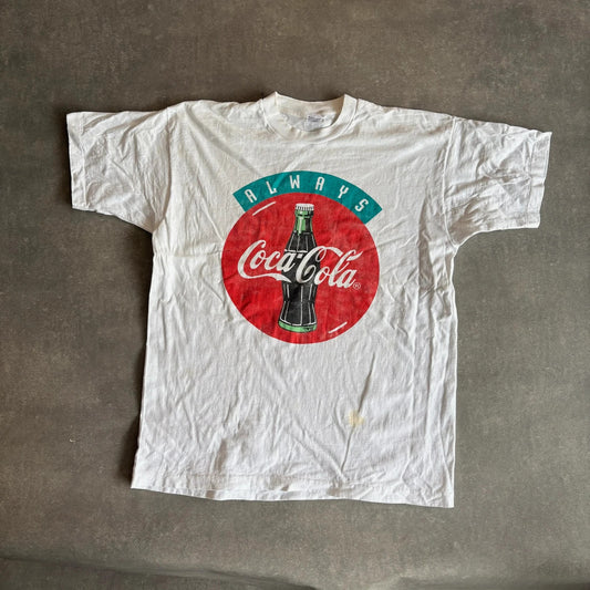 Vintage Always Coca Cola Graphic Tee White Retro Logo Streetwear Classic