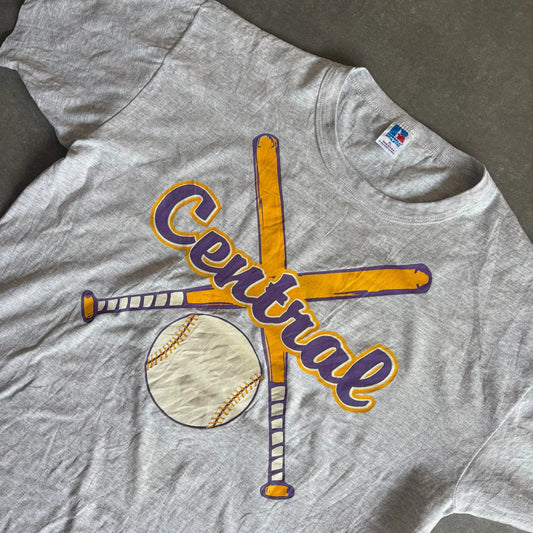 Vintage Central Russell Athletic Graphic Tee Baseball Crossed Bats
