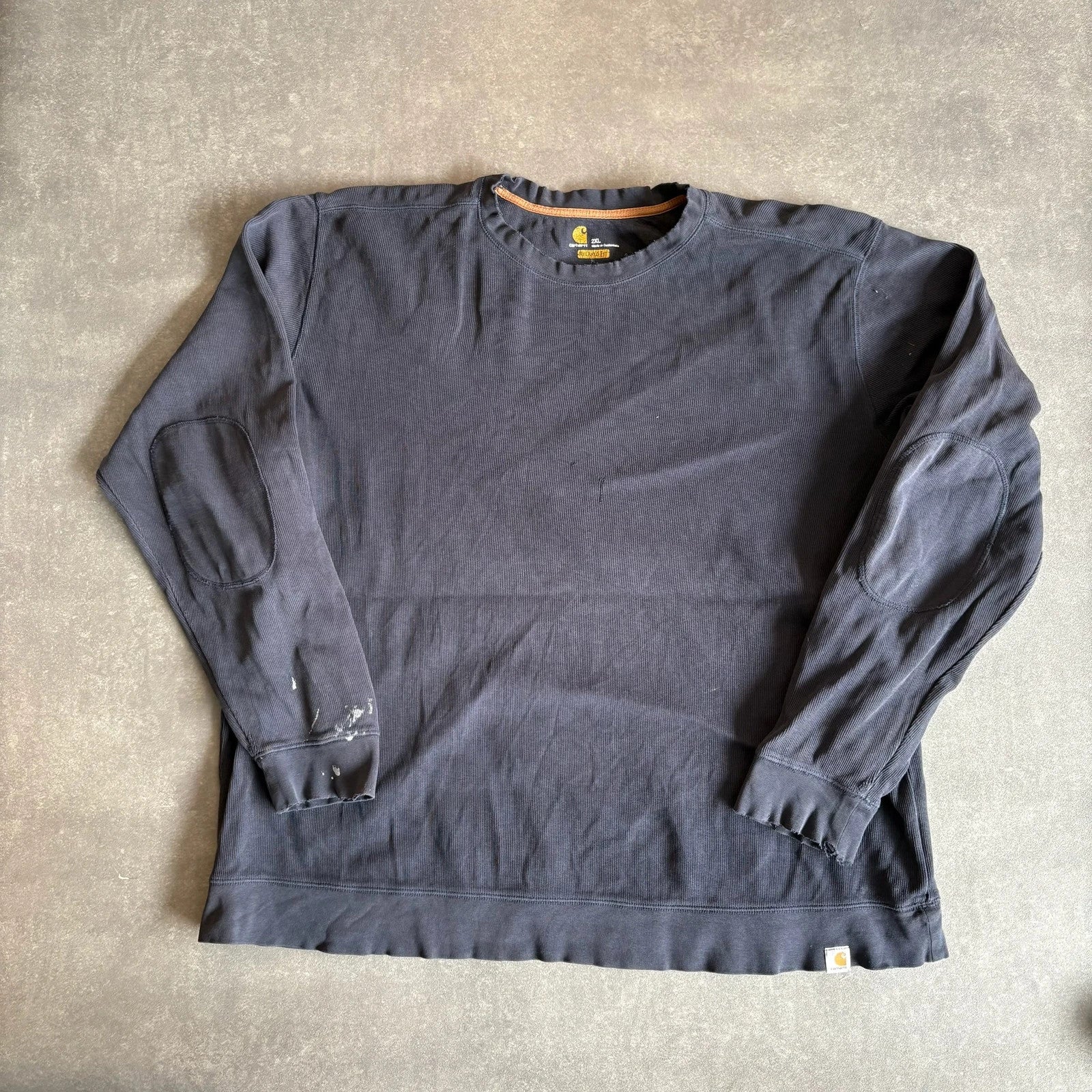 Carhartt Navy Long Sleeve Elbow Patch Relaxed Fit Workwear