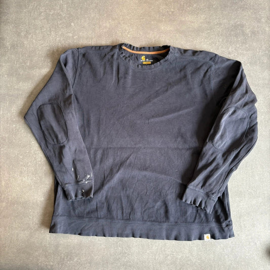 Carhartt Navy Long Sleeve Elbow Patch Relaxed Fit Workwear