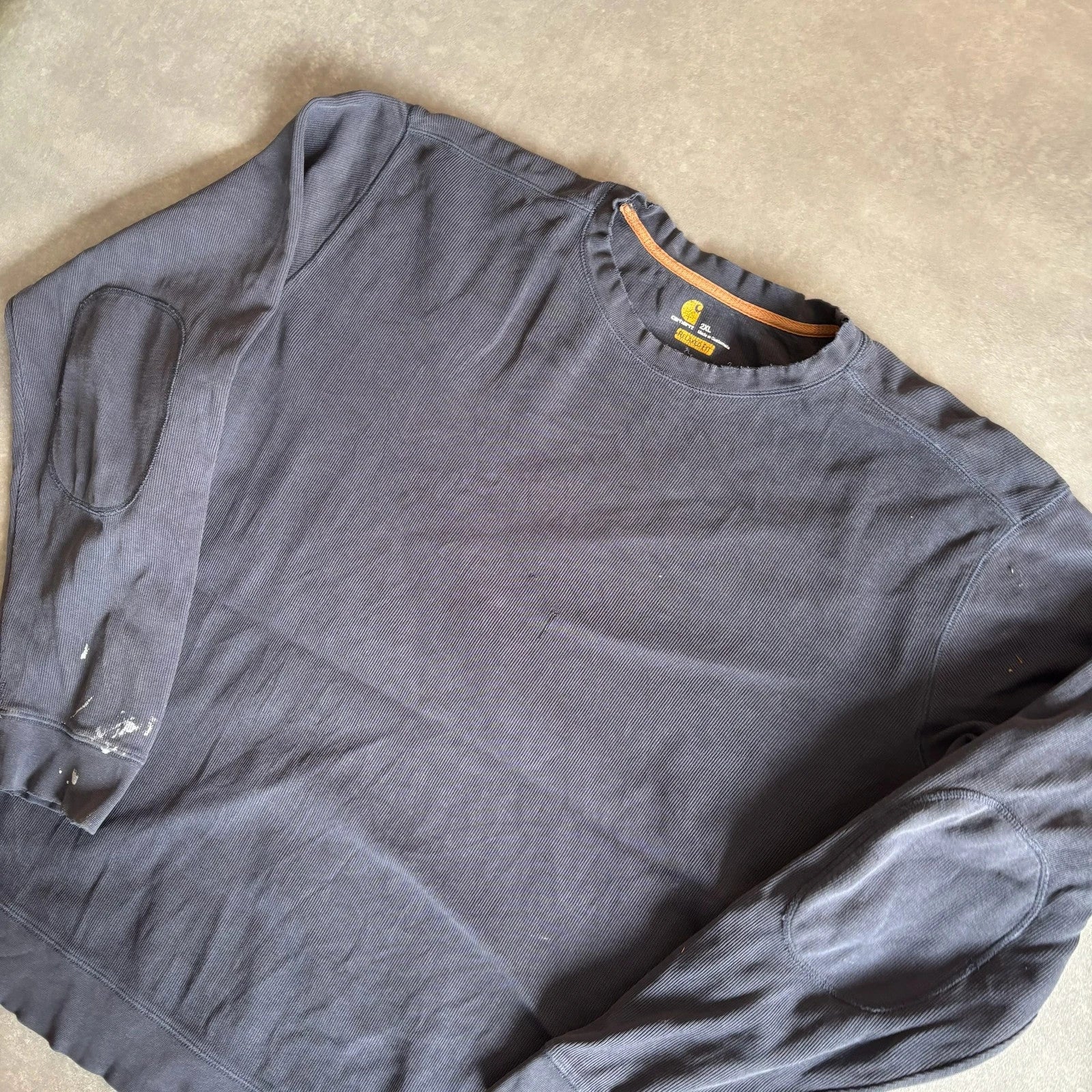 Carhartt Navy Long Sleeve Elbow Patch Relaxed Fit Workwear