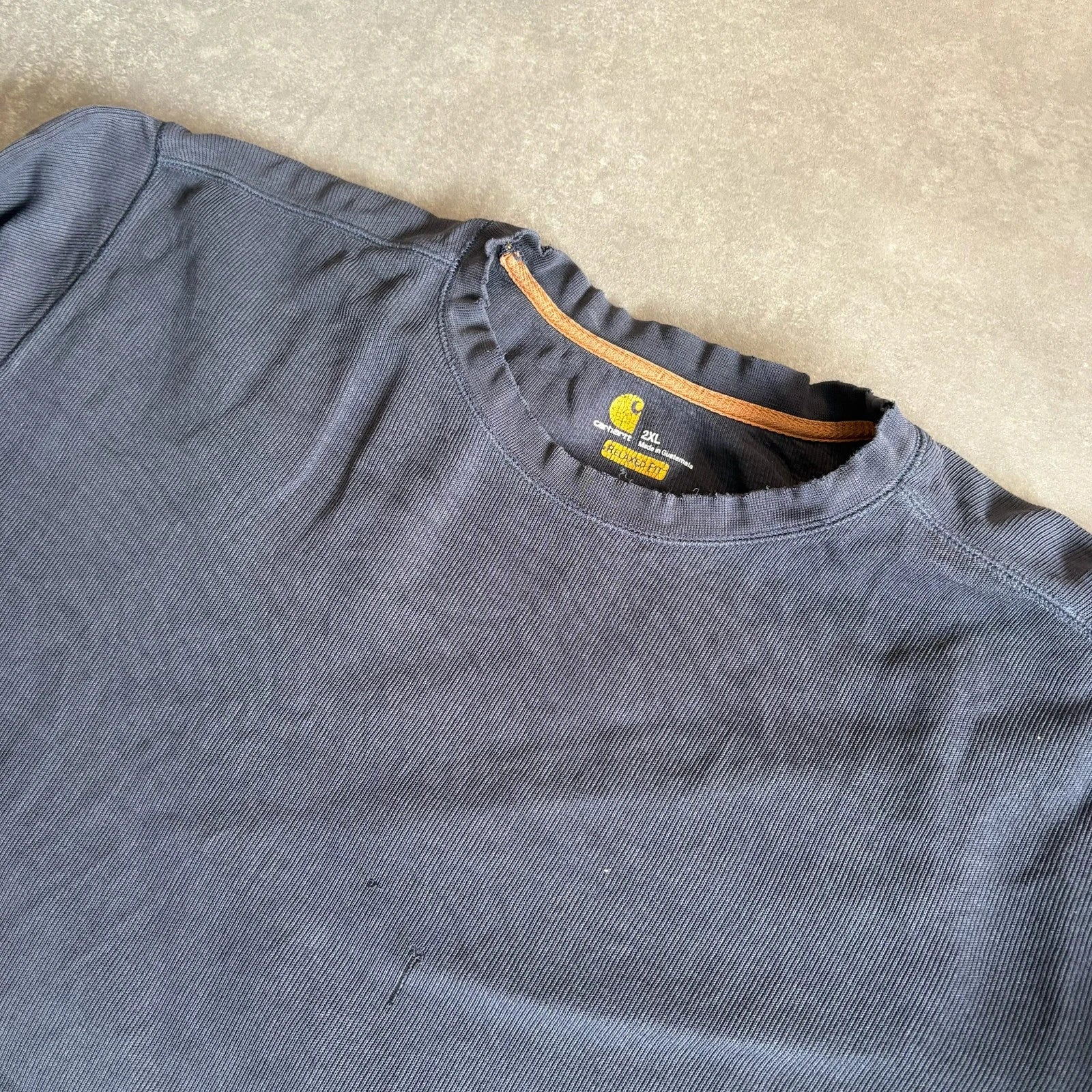 Carhartt Navy Long Sleeve Elbow Patch Relaxed Fit Workwear