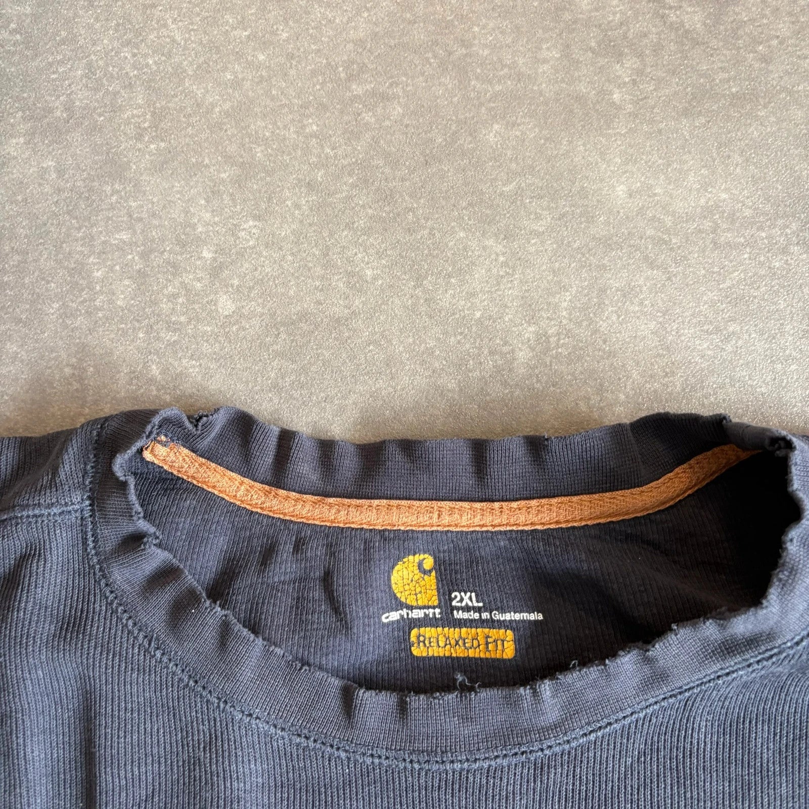 Carhartt Navy Long Sleeve Elbow Patch Relaxed Fit Workwear