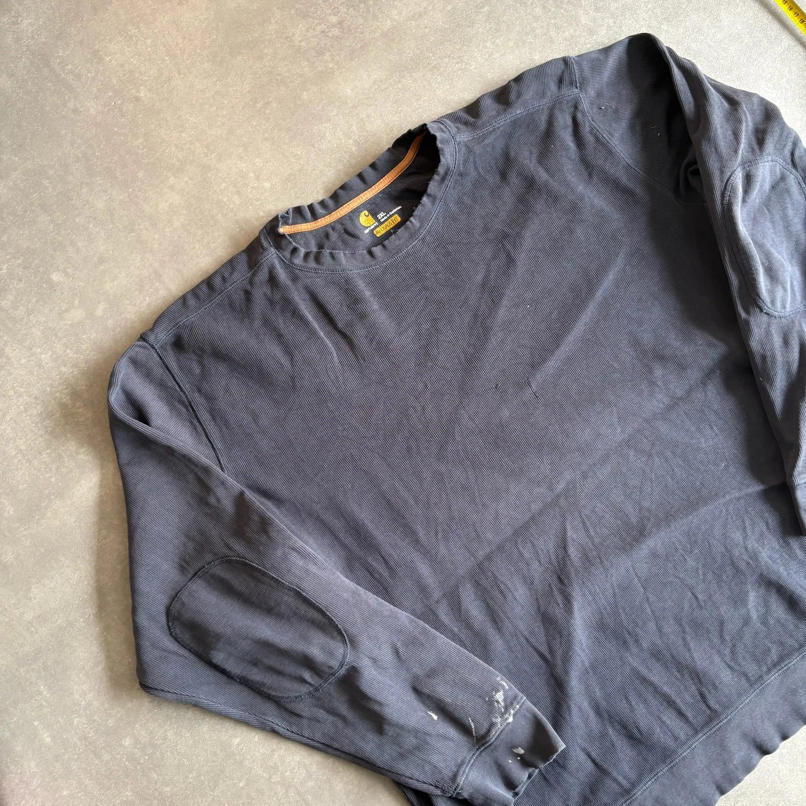 Carhartt Navy Long Sleeve Elbow Patch Relaxed Fit Workwear