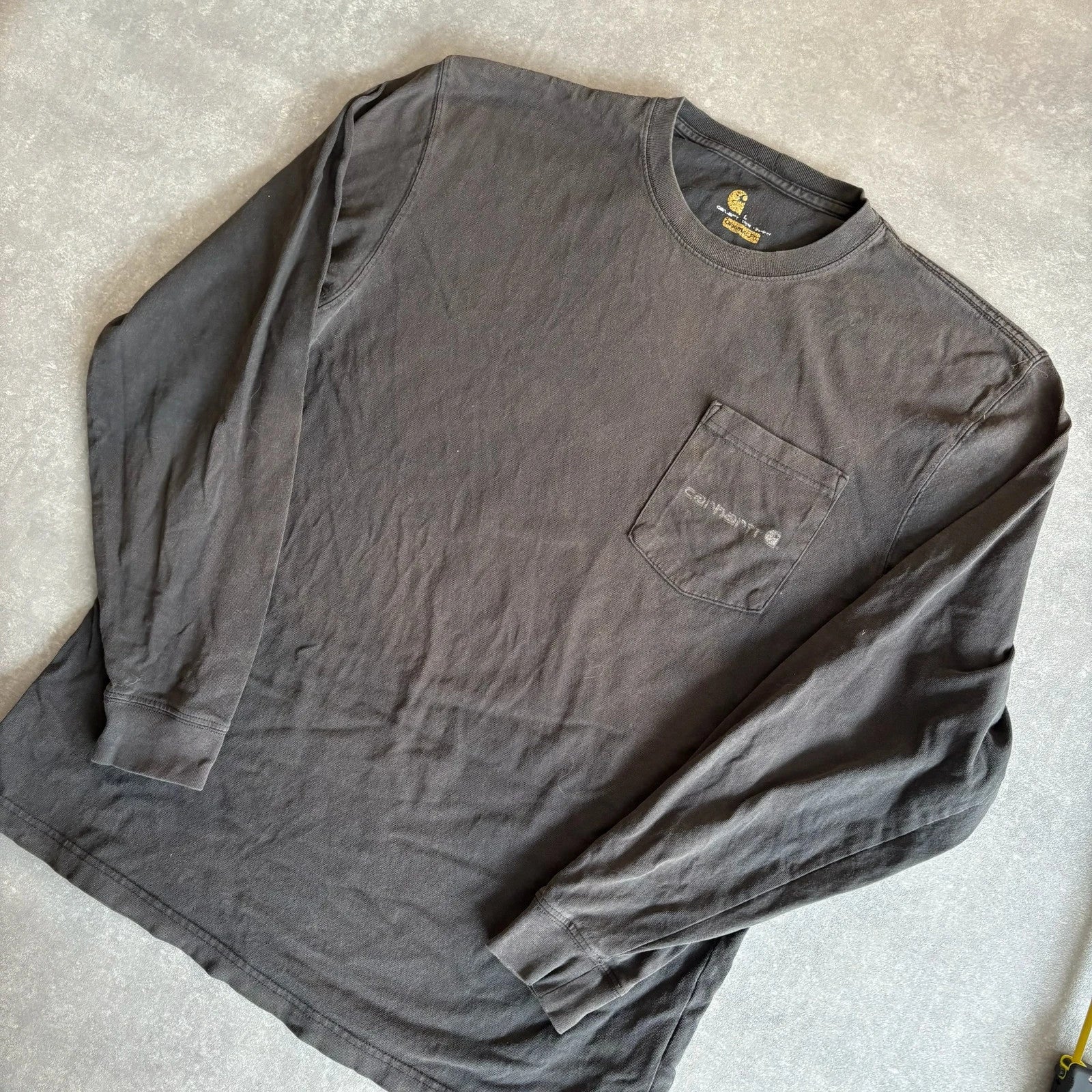Carhartt Black Long Sleeve Pocket Workwear Tee Heavyweight