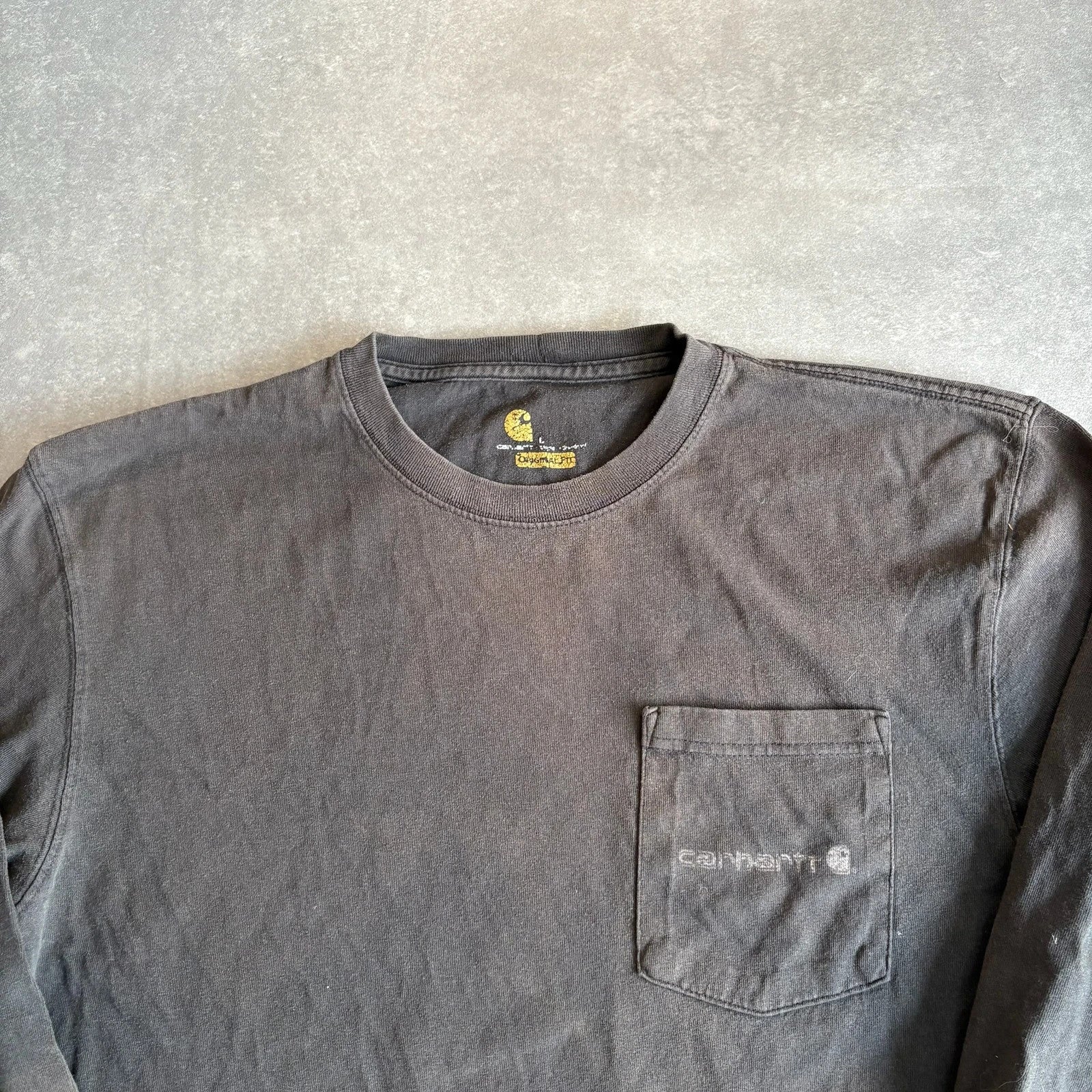Carhartt Black Long Sleeve Pocket Workwear Tee Heavyweight