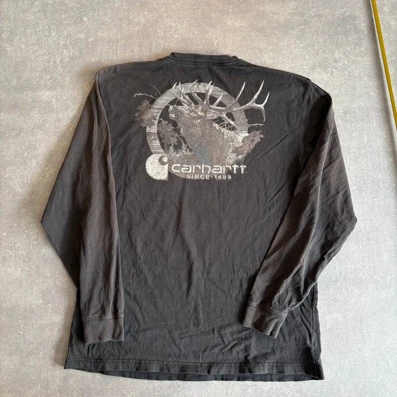Carhartt Black Long Sleeve Pocket Workwear Tee Heavyweight