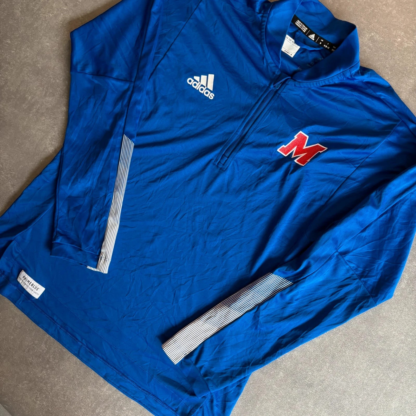 Adidas Primeblue Blue Quarter Zip Training Sports Pullover