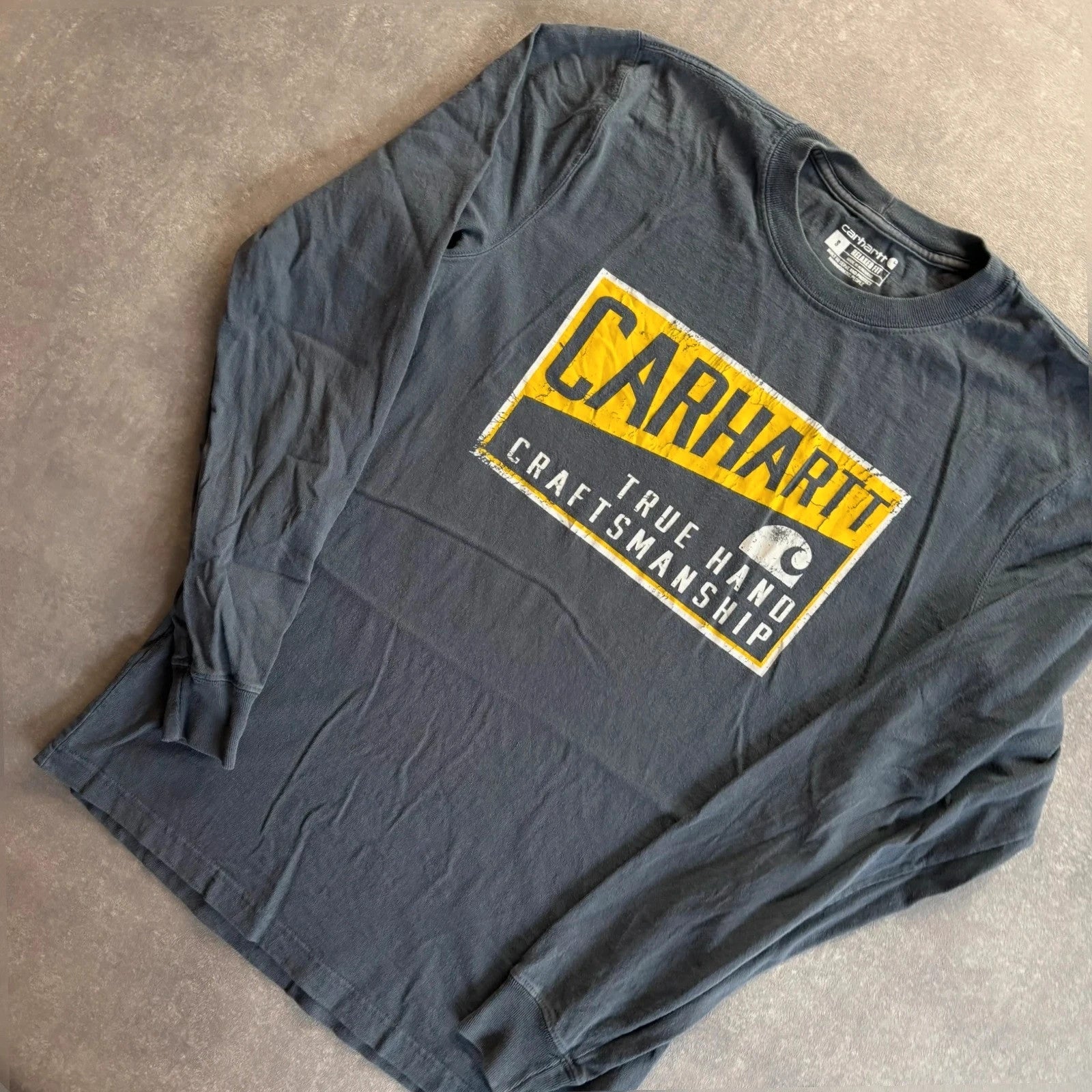 Carhartt True Hand craftsmanship Long Sleeve Graphic Tee Charcoal Relaxed Fit Vintage Workwear