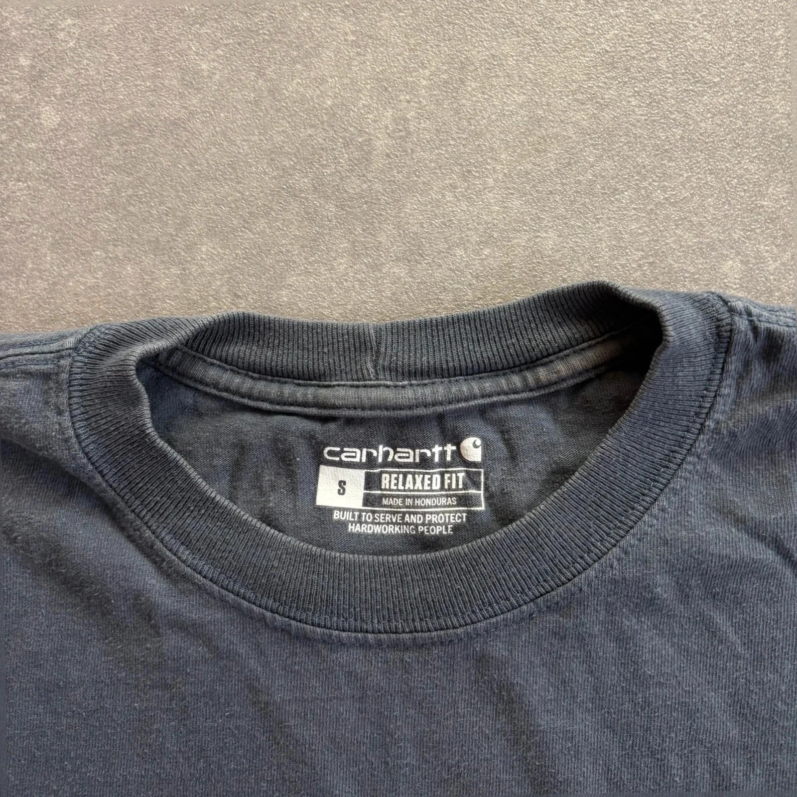 Carhartt True Hand craftsmanship Long Sleeve Graphic Tee Charcoal Relaxed Fit Vintage Workwear