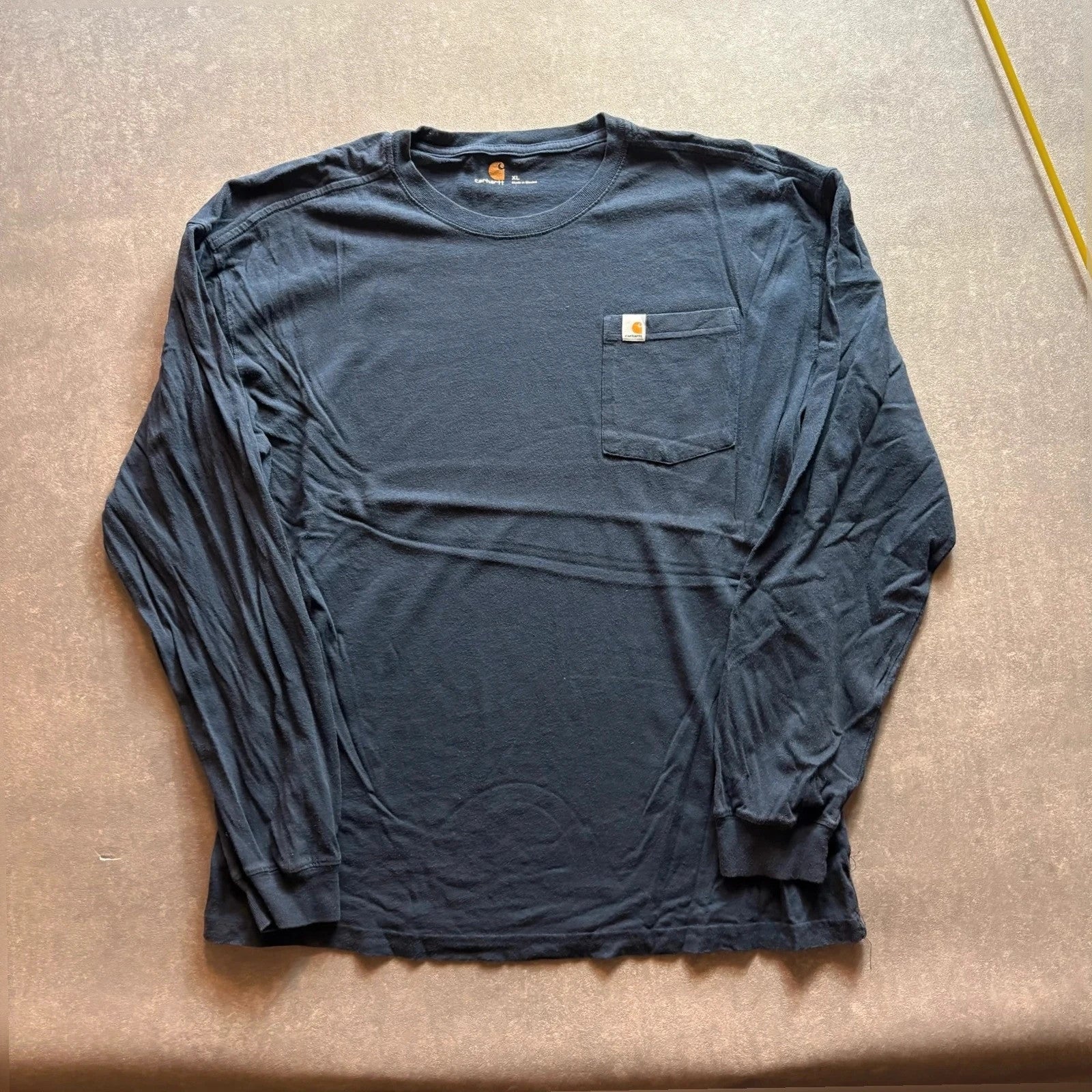 Carhartt long Sleeve Pocket Tee Blue Vintage Heavyweight Workwear Streetwear Casual Crewneck Cotton