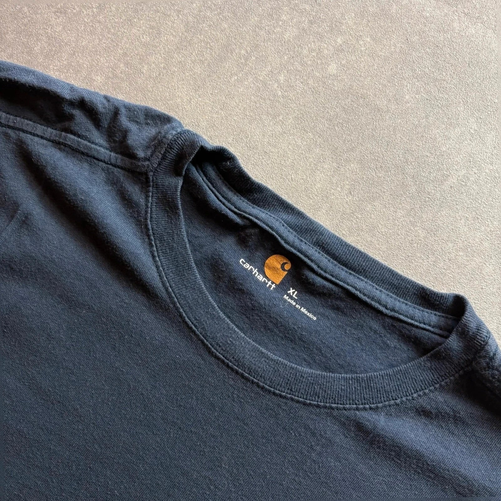 Carhartt long Sleeve Pocket Tee Blue Vintage Heavyweight Workwear Streetwear Casual Crewneck Cotton