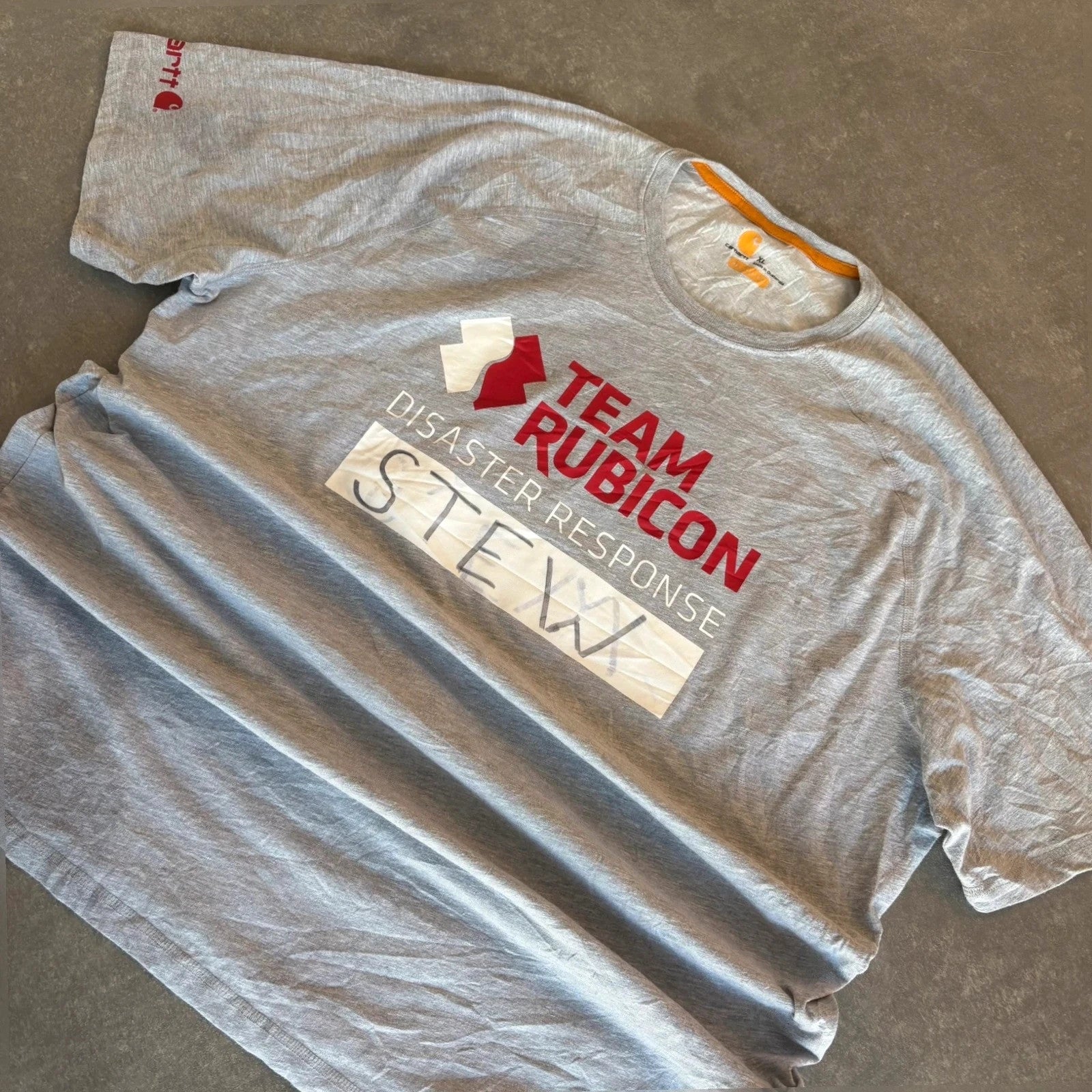 Carhartt Force Grey Team Rubicon Disaster Response T-Shirt mens XL Relaxed Fit Vintage