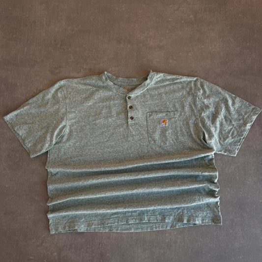 Carhartt Heather Grey Henley Pocket T-Shirt Mens XL Original fit Workwear 3 Button