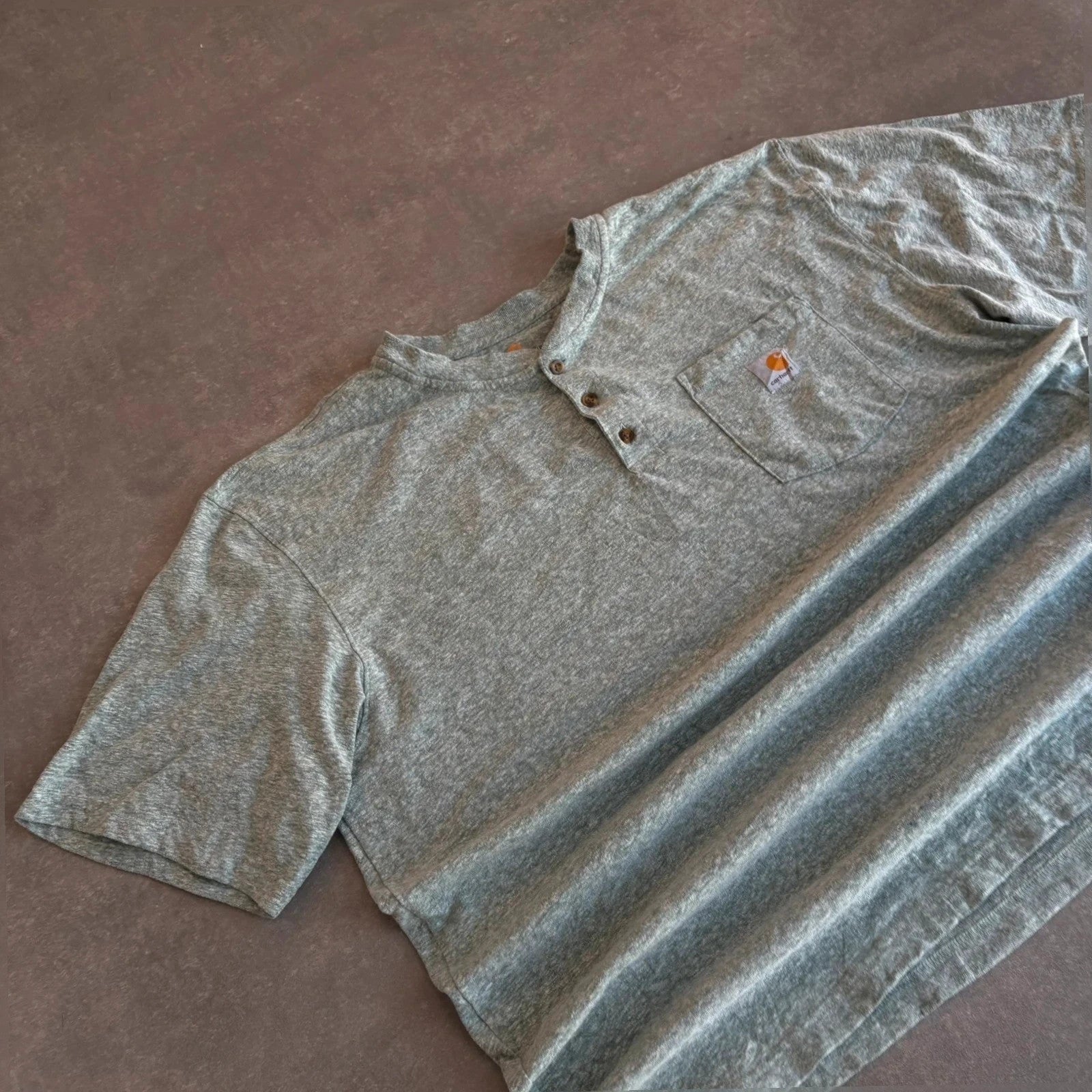 Carhartt Heather Grey Henley Pocket T-Shirt Mens XL Original fit Workwear 3 Button