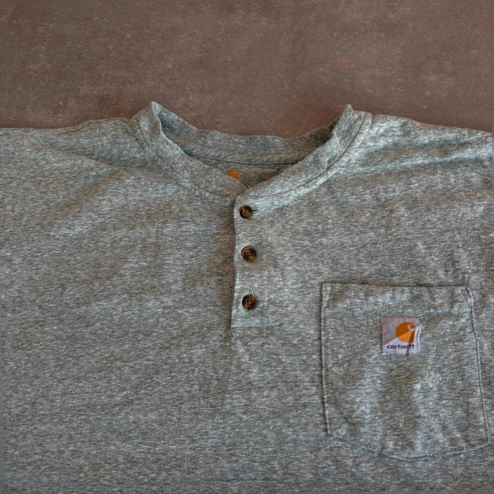 Carhartt Heather Grey Henley Pocket T-Shirt Mens XL Original fit Workwear 3 Button