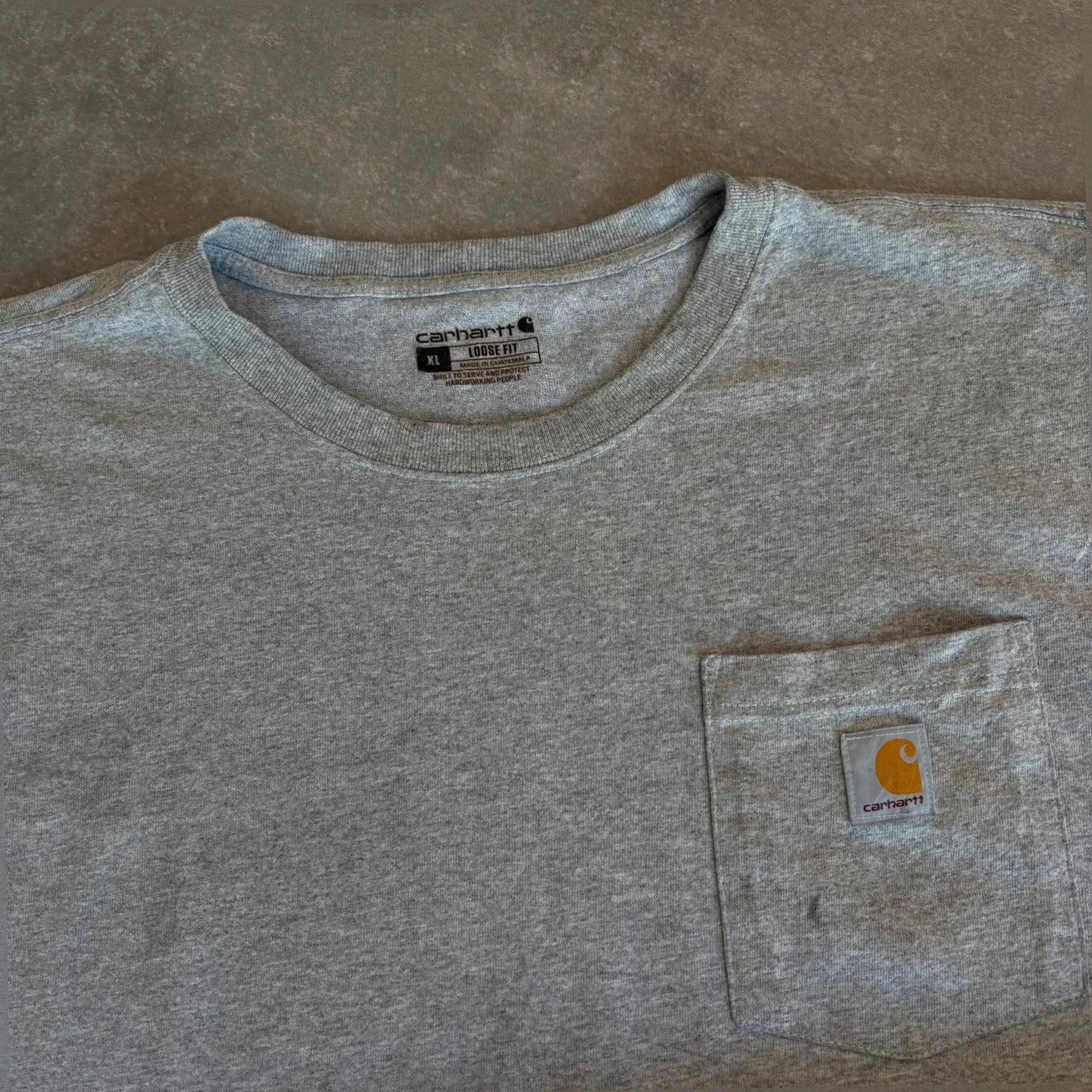 Carhartt Grey Loose Fit Pocket T-Shirt mens XL Workwear Heavyweight Cotton Vintage