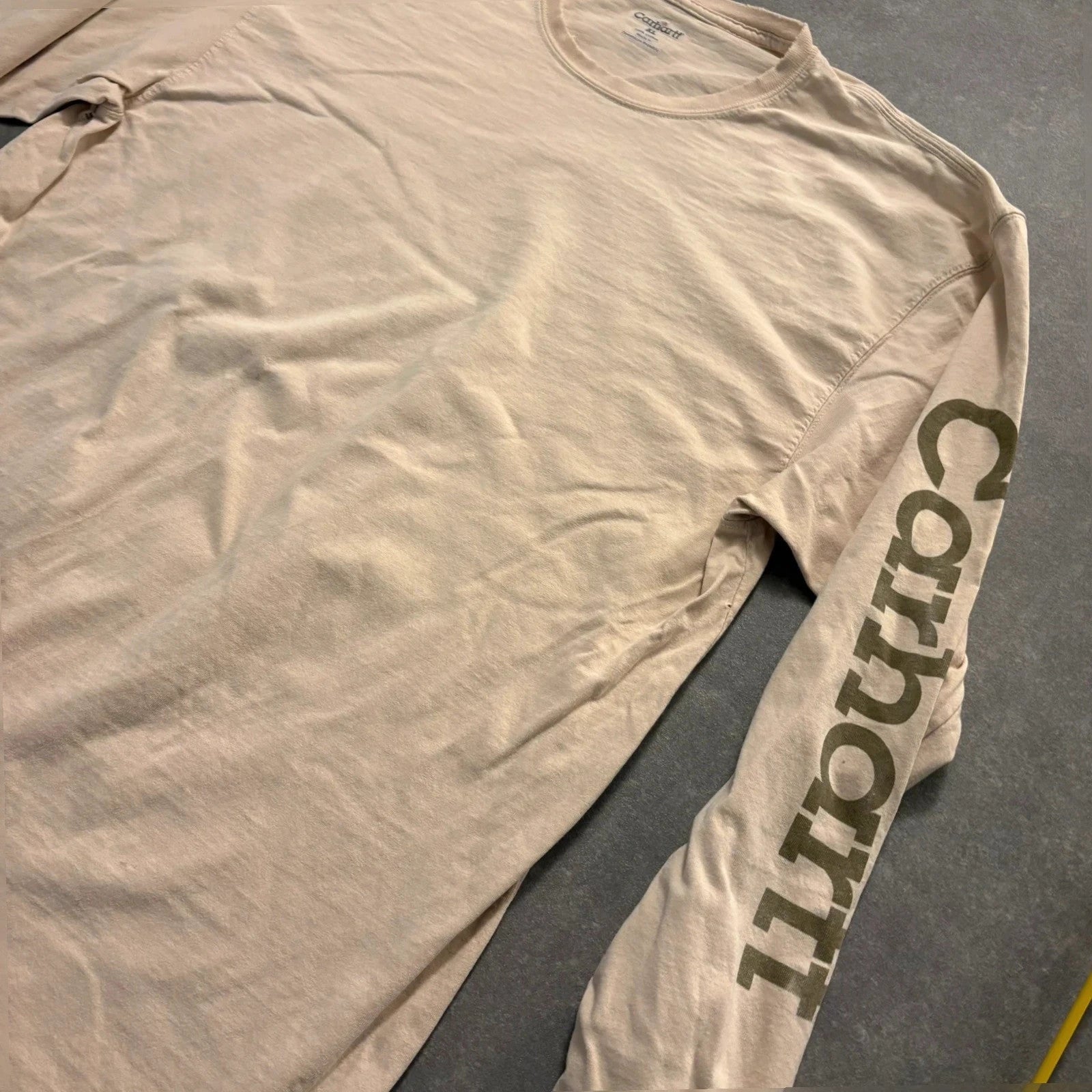 Carhartt Cream Vintage Long sleeve Since 1889 T-Shirt Mens XL 100% Cotton Workwear