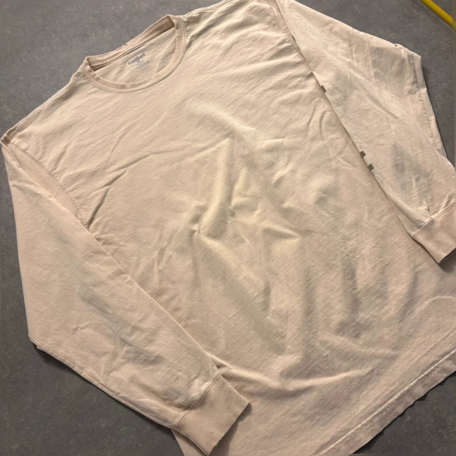 Carhartt Cream Vintage Long sleeve Since 1889 T-Shirt Mens XL 100% Cotton Workwear