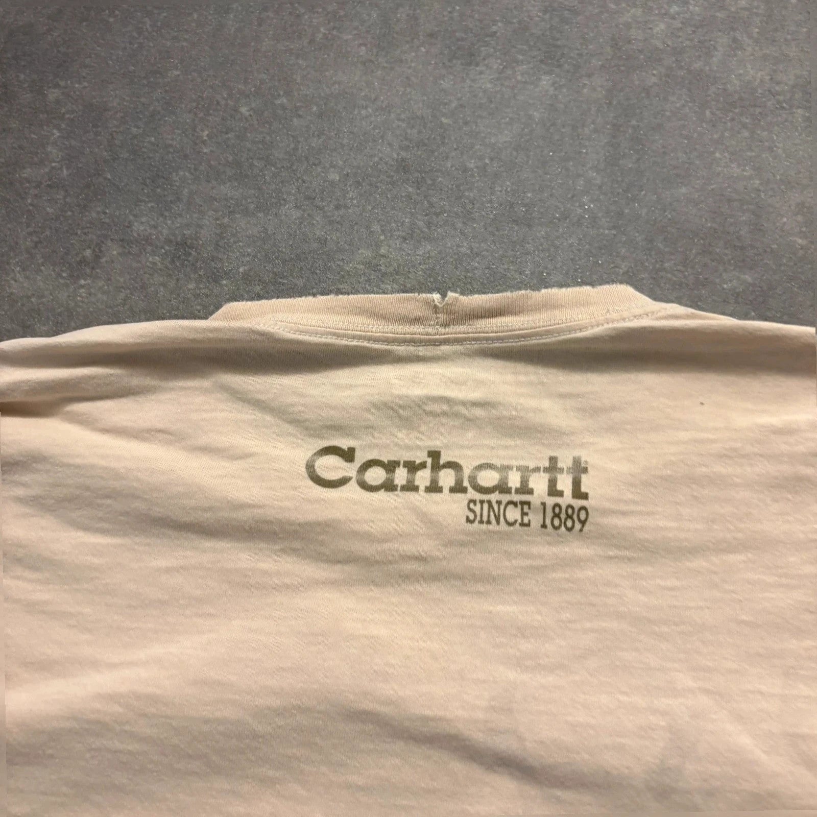 Carhartt Cream Vintage Long sleeve Since 1889 T-Shirt Mens XL 100% Cotton Workwear