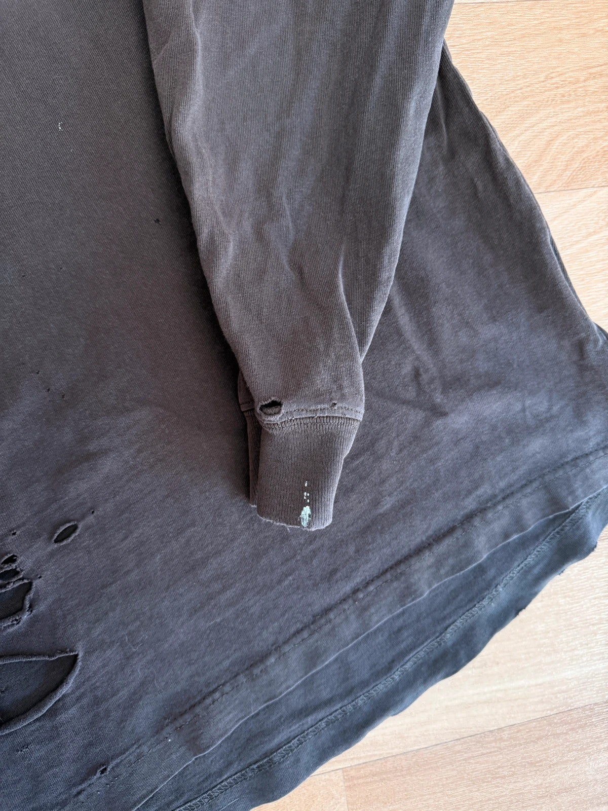 Carhartt Navy Long Sleeve Pocket Tee Distressed Vintage Faded Workwear Mens